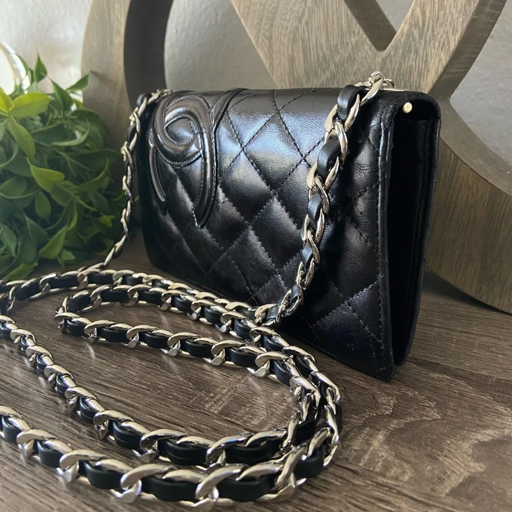 ⛓🖤 Chanel Quilted Cambon Wallet Chain on Shoulder or Crossbody Revamp Bag